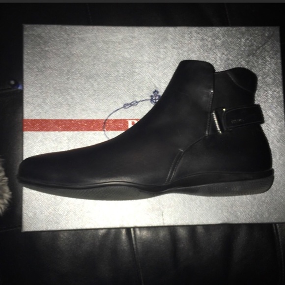 mens black prada boots